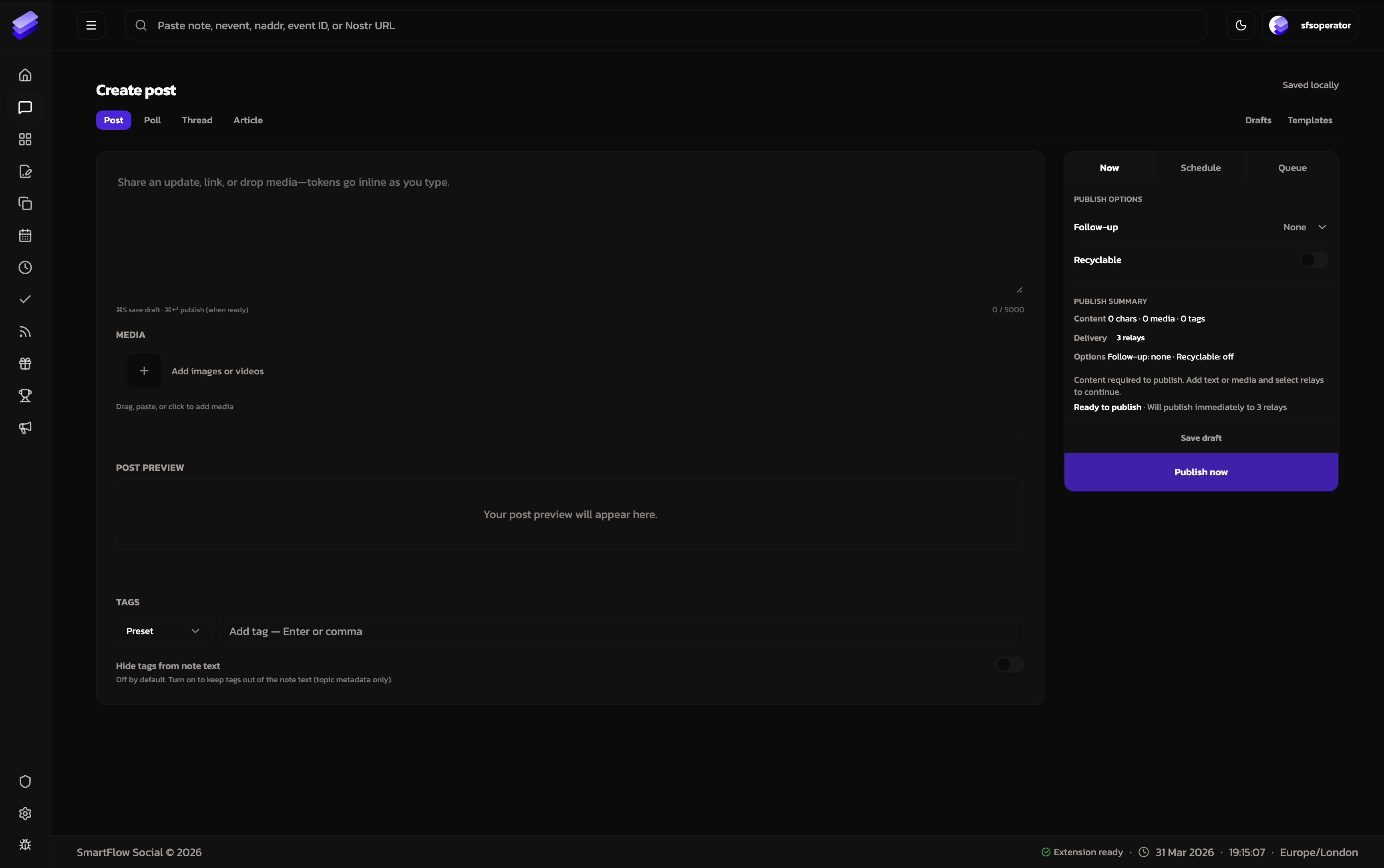 SmartFlowSocial composer and publishing controls