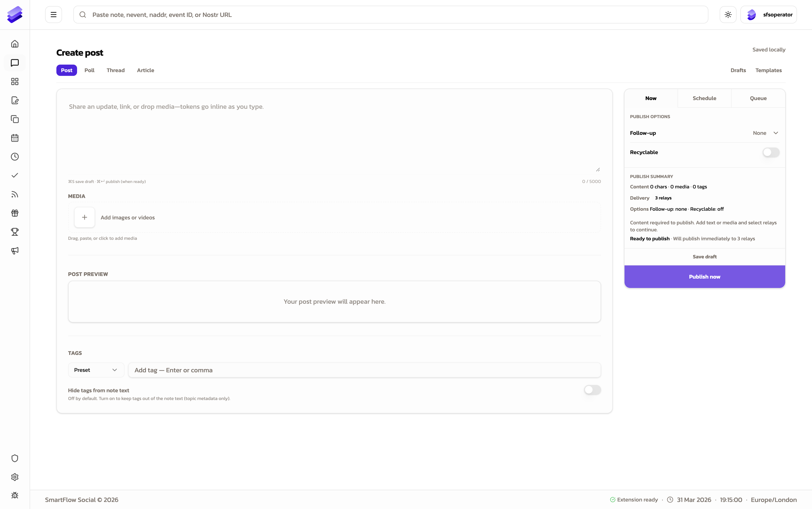 SmartFlowSocial composer and publishing controls